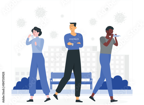 People wearing face masks in urban setting