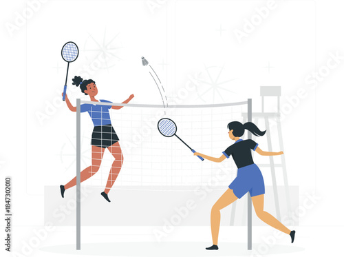 Women playing badminton