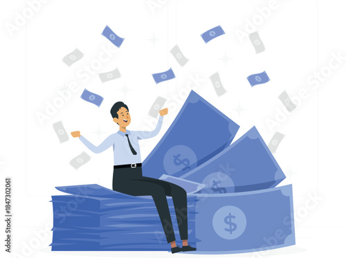 Businessman celebrating financial success