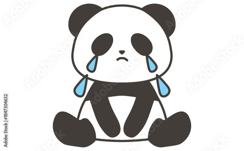 悲しくて泣くパンダの感情のアイコンイラスト素材 Crying Panda Illustration