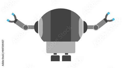 Flat Design Robot with Gripper Arms