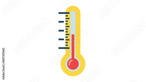 Flat Thermometer Icon: Measuring Temperature and Weather