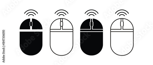 modern wireless mouse icon set with Bluetooth computer mouse vector illustration