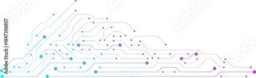 Abstract Technology Circuit Board Electronic Digital Banner Blue. Central Computer Processors CPU Concept. Motherboard Digital Chip.