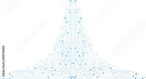 Computer Motherboard AI Innovation Futuristic Blue Circuit Board Technology Connected Lines Electronics Elements