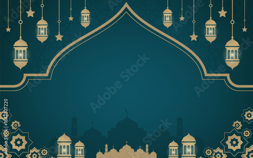 Elegant Islamic Background Vector for Ramadan and Eid with Gold Luxury Decoration