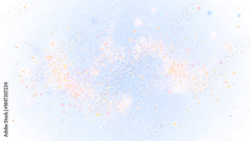 Dynamic glowing particle cluster, vibrant blue and golden light abstract
