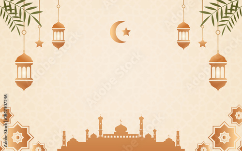 Elegant Islamic Background Template with Luxury Decoration for Ramadan and Eid Vector
