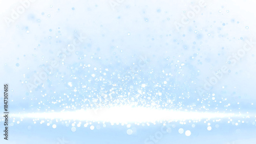 Blue background with sparkling light particles, bokeh, and soft glow
