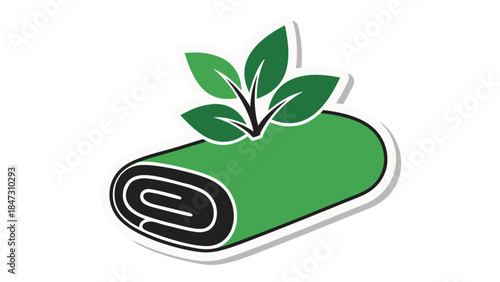 Green Seedling Growing on Rolled Green Material Icon