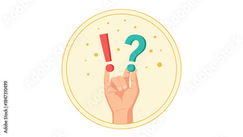 Hand Holding Exclamation and Question Marks - Symbolizing Inquiry