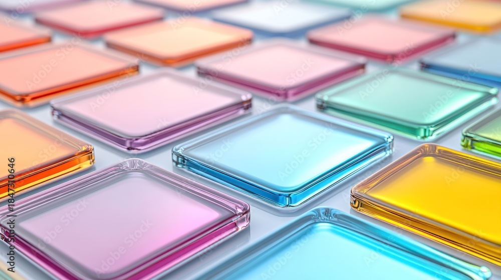 Fototapeta premium Colorful, glossy square tiles