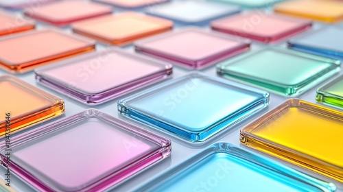 Colorful, glossy square tiles