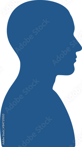 Minimalist Flat Style Silhouette of Man Head Profile Shape Illustration