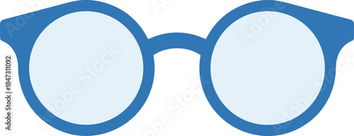 Flat Simple Blue Round Eyeglasses Optical Accessory Style