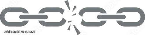 Simple Flat Broken Chain Graphic Symbol of Disconnection and Failure