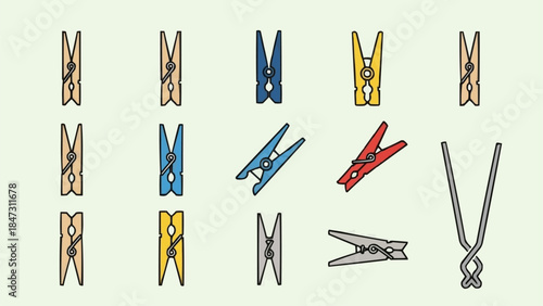 Collection of colorful clothespins for laundry and crafts.