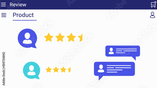 Product Review and Rating for Online Shopping Flat Illustration