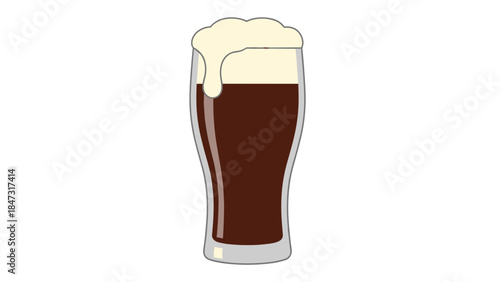 Illustration of a Dark Beer with Frothy Head