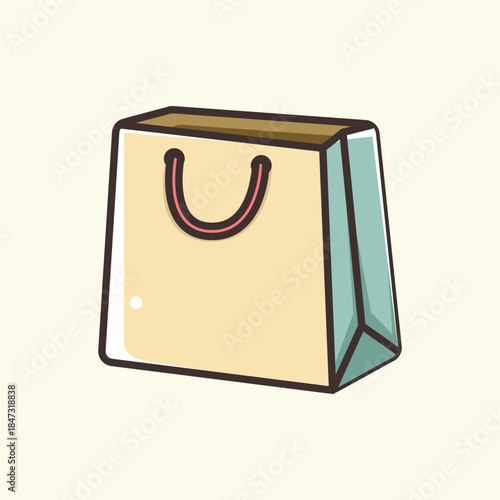 Simple vector illustration of a paper shopping bag, ideal for retail, branding, and eco-friendly marketing.