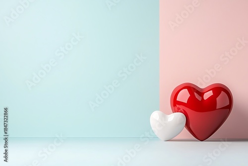 Artistic Heart Decoration on Color Block Background for Love and Romance Concepts