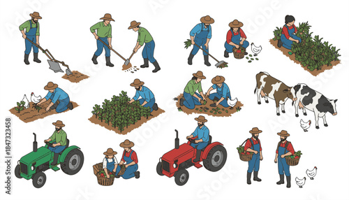 Farm Workers – Men & Women in Activity | CAD Drawing for Architecture & Landscaping | Editable Vector