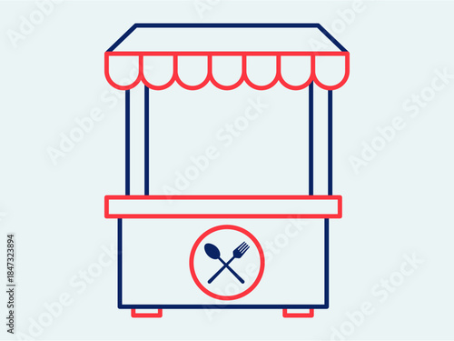 Food court icon. Shopping mall outline icon. Simple vector illustration in modern thin line style.