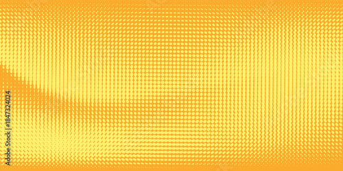 Yellow halftone pattern. Retro comic gradient background. Bright orange pixelated dotted texture overlay. eps10