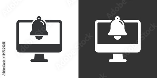 Desktop Computer Notification icon. Solid glyph series icon