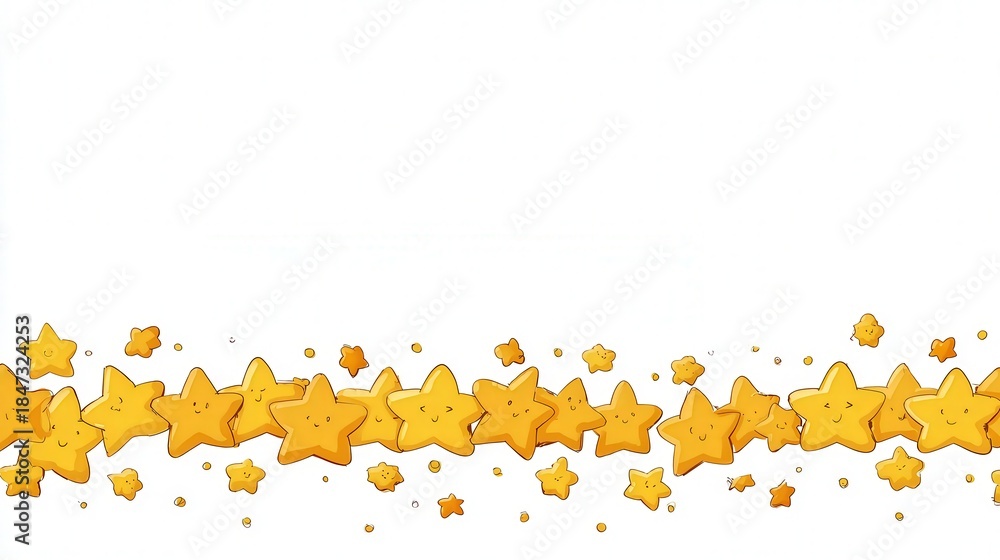 Fototapeta premium Cute cartoon star border isolated on white background