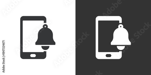 Smartphone Alarm icon. Solid glyph series icon