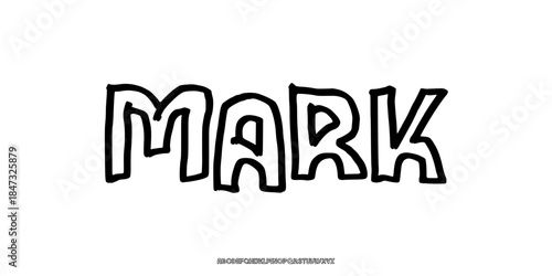 Elegant Hand Drawn Font Uppercase Only. Bold Outline Typography. Brut Style Rough Lettering. Expressive Artistic Lettering. Decorative serif vintage modern concept vector illustration.
