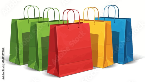 Colorful shopping bags illustration for retail and consumerism concepts