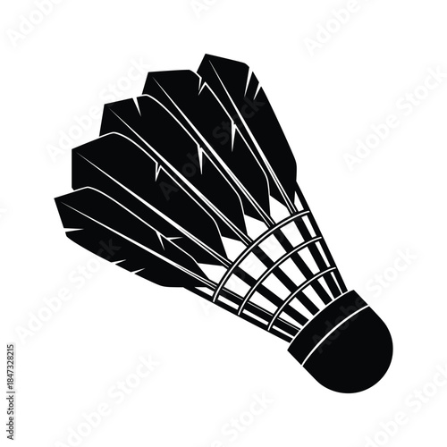 Black shuttlecock on white background