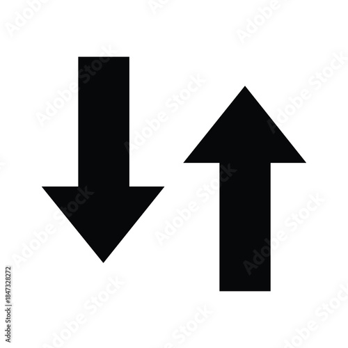 Opposite arrows pointing down and up