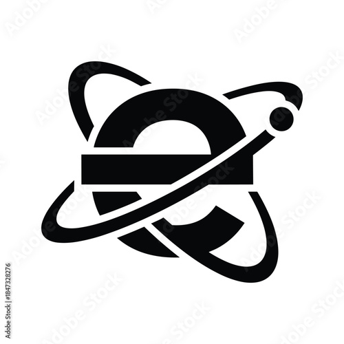 Stylized letter e with orbital elements