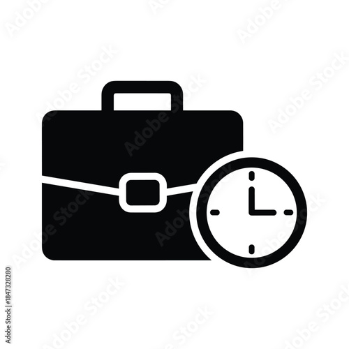 Time management with briefcase and clock
