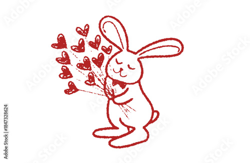 手描きイラスト素材・告白うさぎの線画