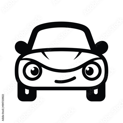 Cartoon car with funny facial expression