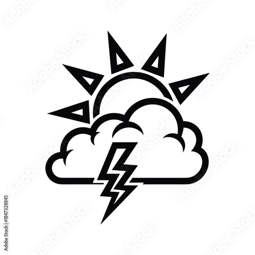 Stormy weather with lightning and sun