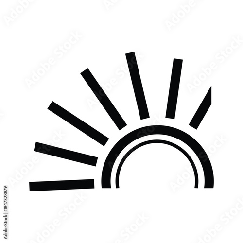 Simple black sunrise or sunset icon on white background