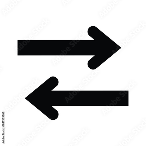 Black arrows pointing in opposite directions on white background