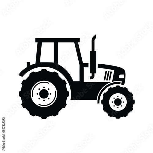 Tractor silhouette on white background
