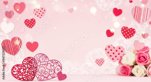 pink background with hearts