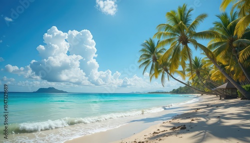 Wallpaper Mural Serene tropical beach with swaying palm trees and turquoise water Torontodigital.ca