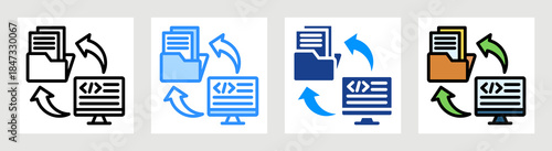 Code Repository Icon Collection Set Multiple Style