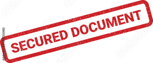 A rustic red rubber stamp effect with the words Secured Document for official paper protection