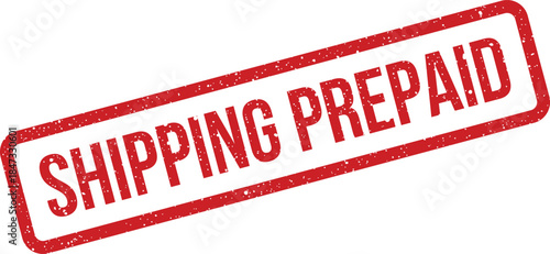 A textured grunged rectangular graphic with the bold uppercase words SHIPPING PREPAID indicating a payment status for merchandise
