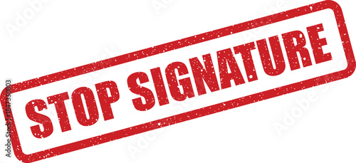 A textured red rectangle stamp impression with clear text signaling the immediate cessation of a signature requirement on documents or forms