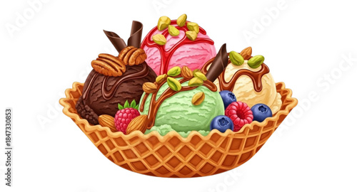 Ice cream in a waffle